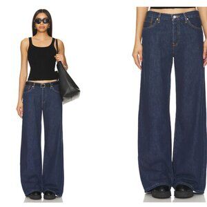 NWT   $325 Re/Done Blue Mid Rise Palazzo Jean In Fortuna Size 27/28
